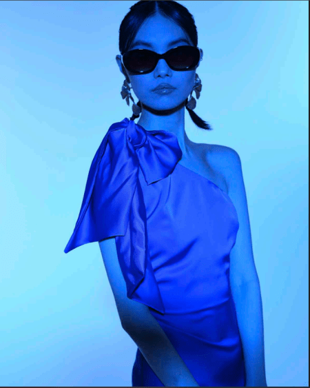 Abito monospalla in satin con nodo MADDALENA DI LORENZO