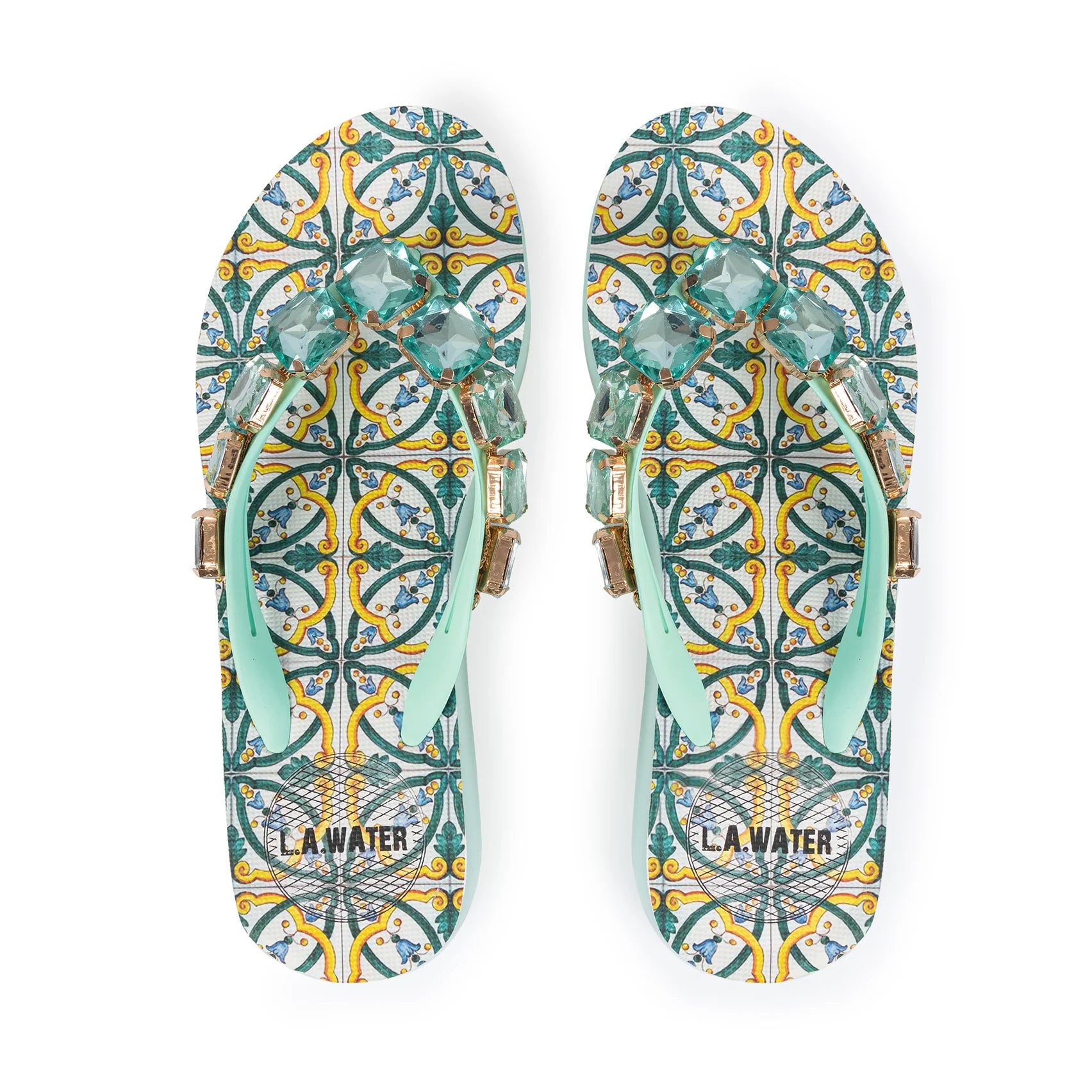 Sandali infradito maiolica di gomma con cristalli degradè 3,5mm L.A.WATER