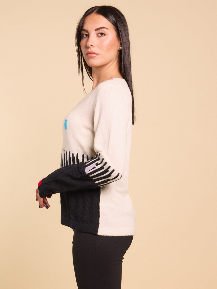 Maglia bicolore con intarsi trecce Z.O.E.