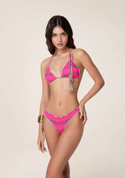 Costume bikini triangolo in tessuto maglia fantasia F**K