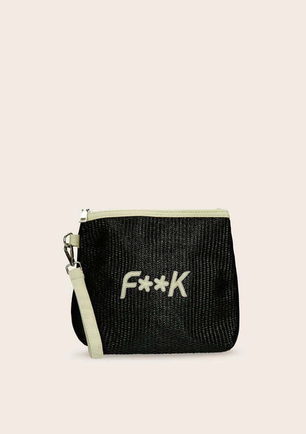 Maxi pochette in tessuto con logo a contrasto F**K