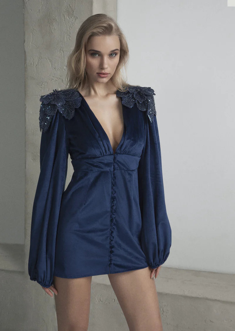 Miniabito in velluto con applicazioni gioiello ODI ET AMO