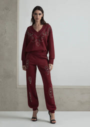 Pantaloni morbidi di felpa motivo paisley ODI ET AMO