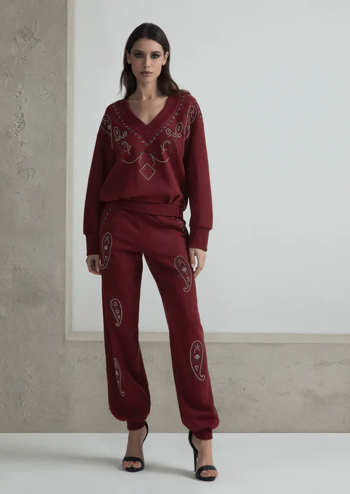 Pantaloni morbidi di felpa motivo paisley ODI ET AMO