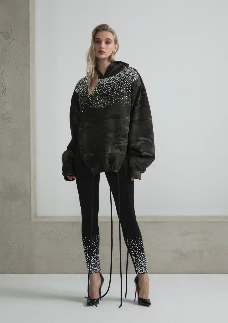 Leggings punto milano con cristalli ODI ET AMO