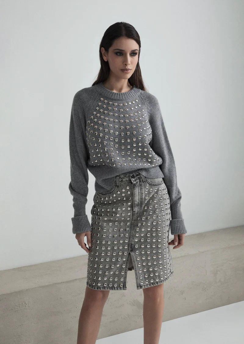 Maglia in misto lana con applicazioni borchie ODI ET AMO