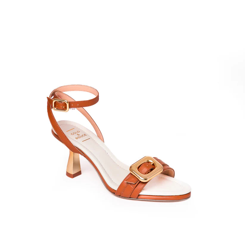 Sandali in pelle cuoio con fibbia 70mm GOLD&ROUGE