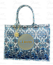 Borsa grande a due manici in tessuto fantasia L.A WATER