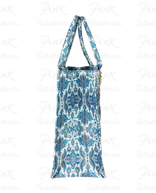 Borsa grande a due manici in tessuto fantasia L.A WATER