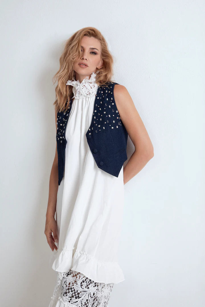 Nuova Collezione Abito lungo con inserti in pizzo e scollatura profonda ODI ET AMO