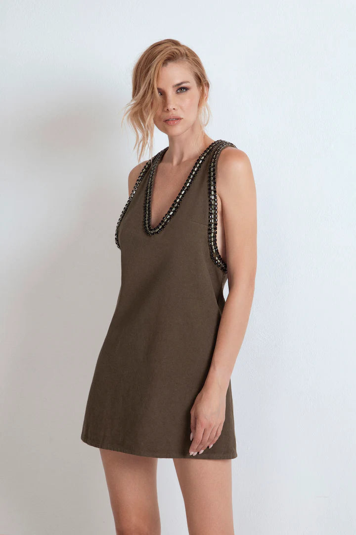 Nuova Collezione Salopette in denim con cristalli ODI ET AMO