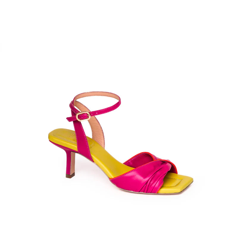 Sandali in pelle bicolor effetto nodo 70mm GOLD&ROUGE