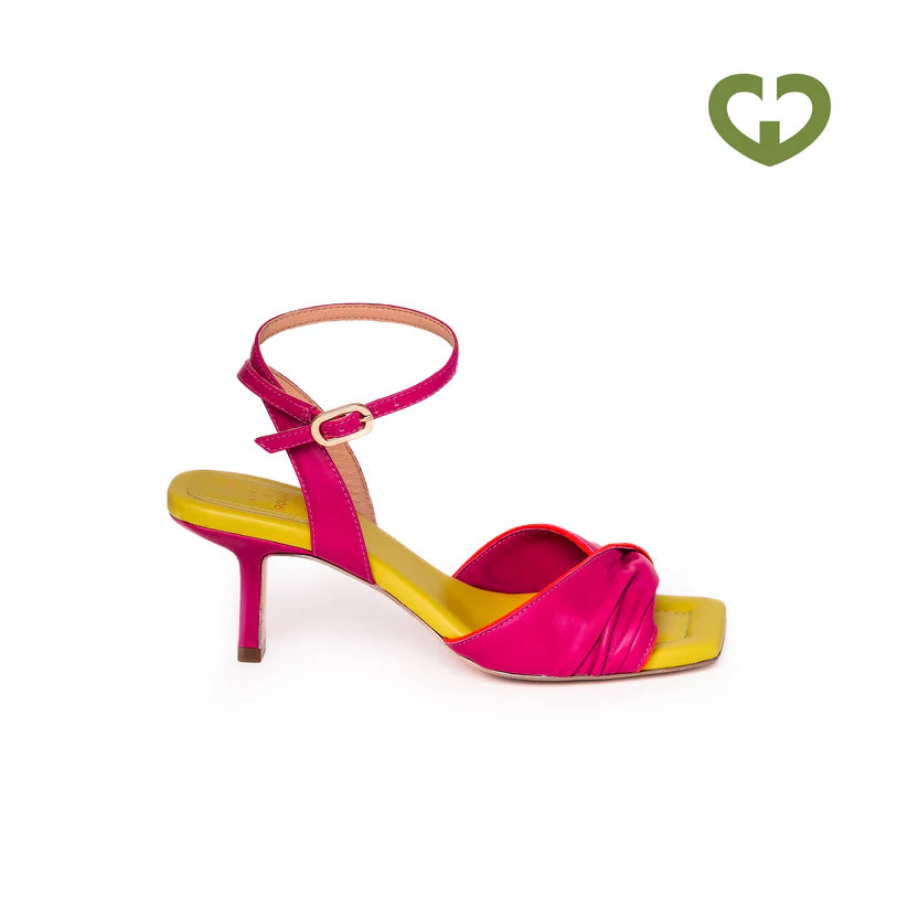 Sandali in pelle bicolor effetto nodo 70mm GOLD&ROUGE