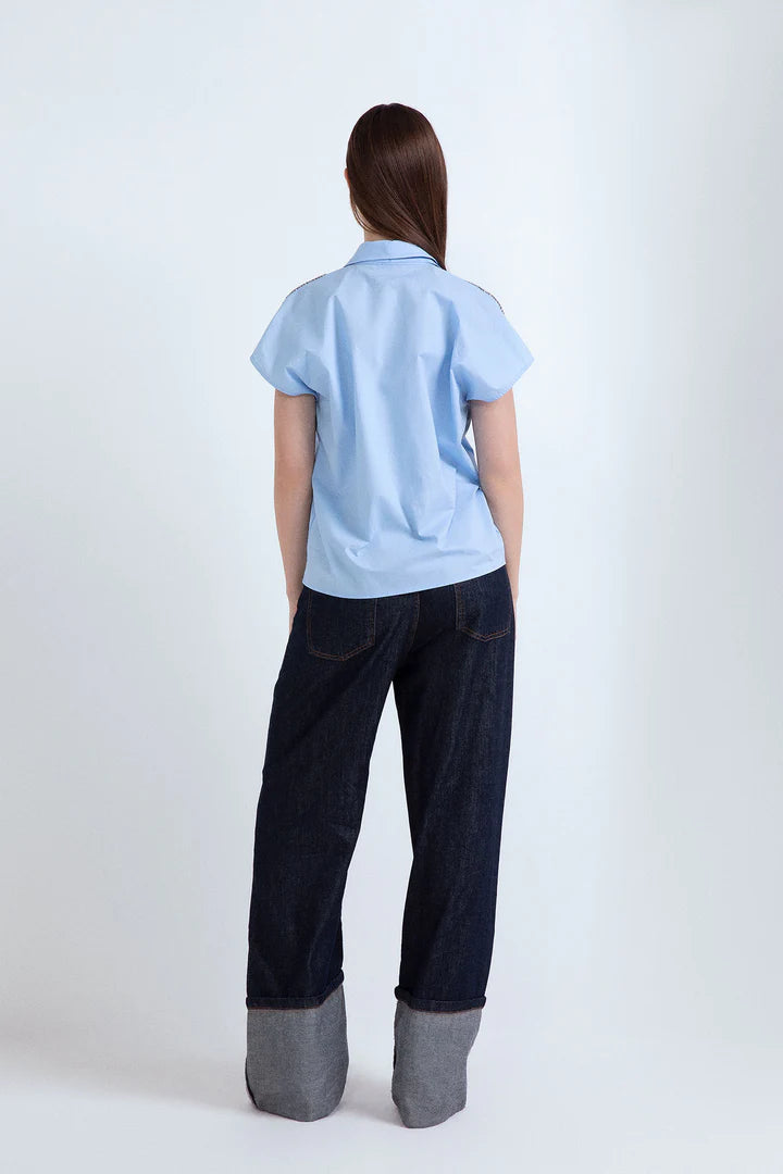 Nuova Collezione Camicia in cotone con applicazioni gioiello ODI ET AMO