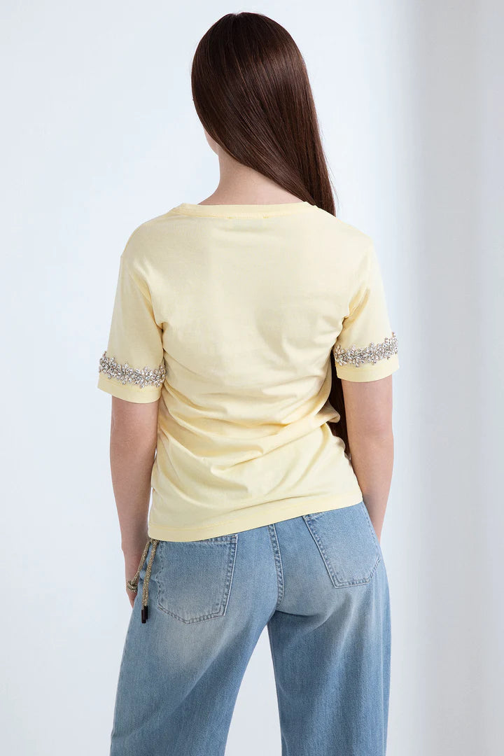 Nuova Collezione T-shirt preziosa con applicazione su maniche ODI ET AMO