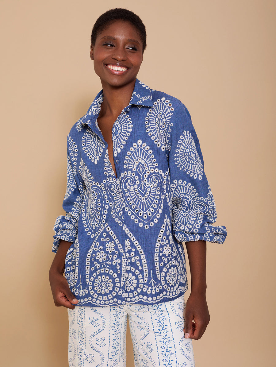 Camicia ricamata in tessuto riciclato MEISIE