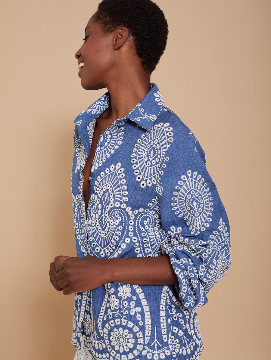 Camicia ricamata in tessuto riciclato MEISIE