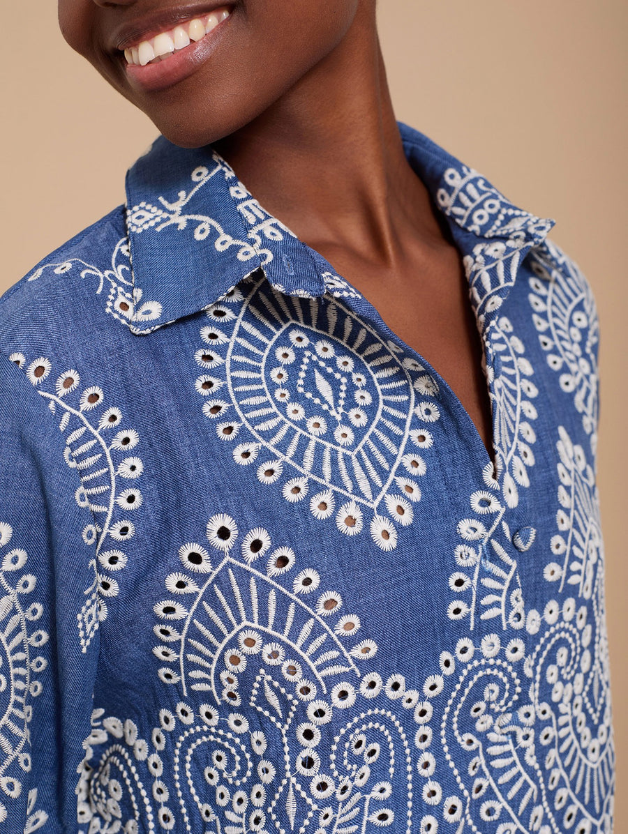 Camicia ricamata in tessuto riciclato MEISIE
