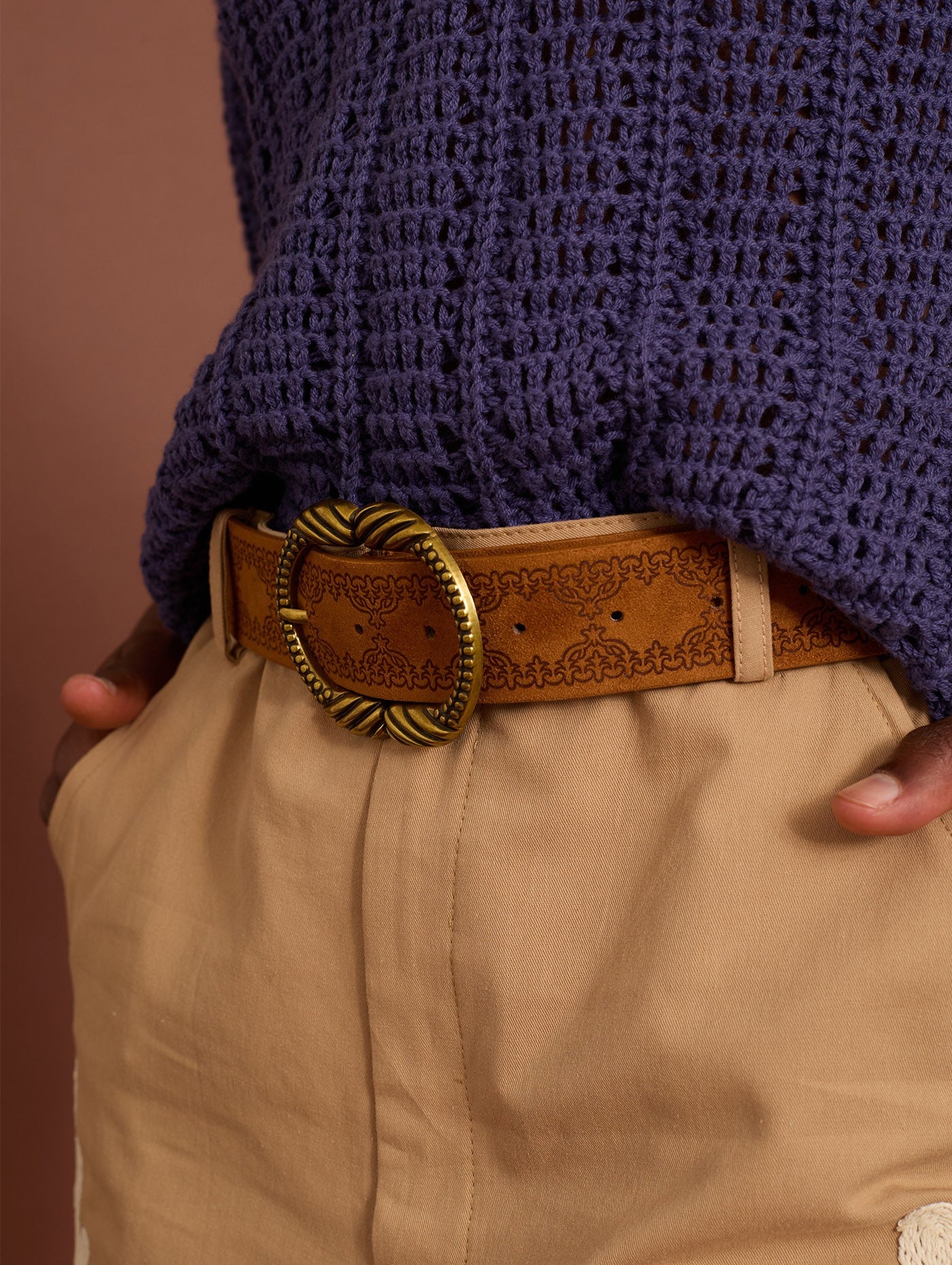 Cintura in pelle scamosciata goffrata MEISIE