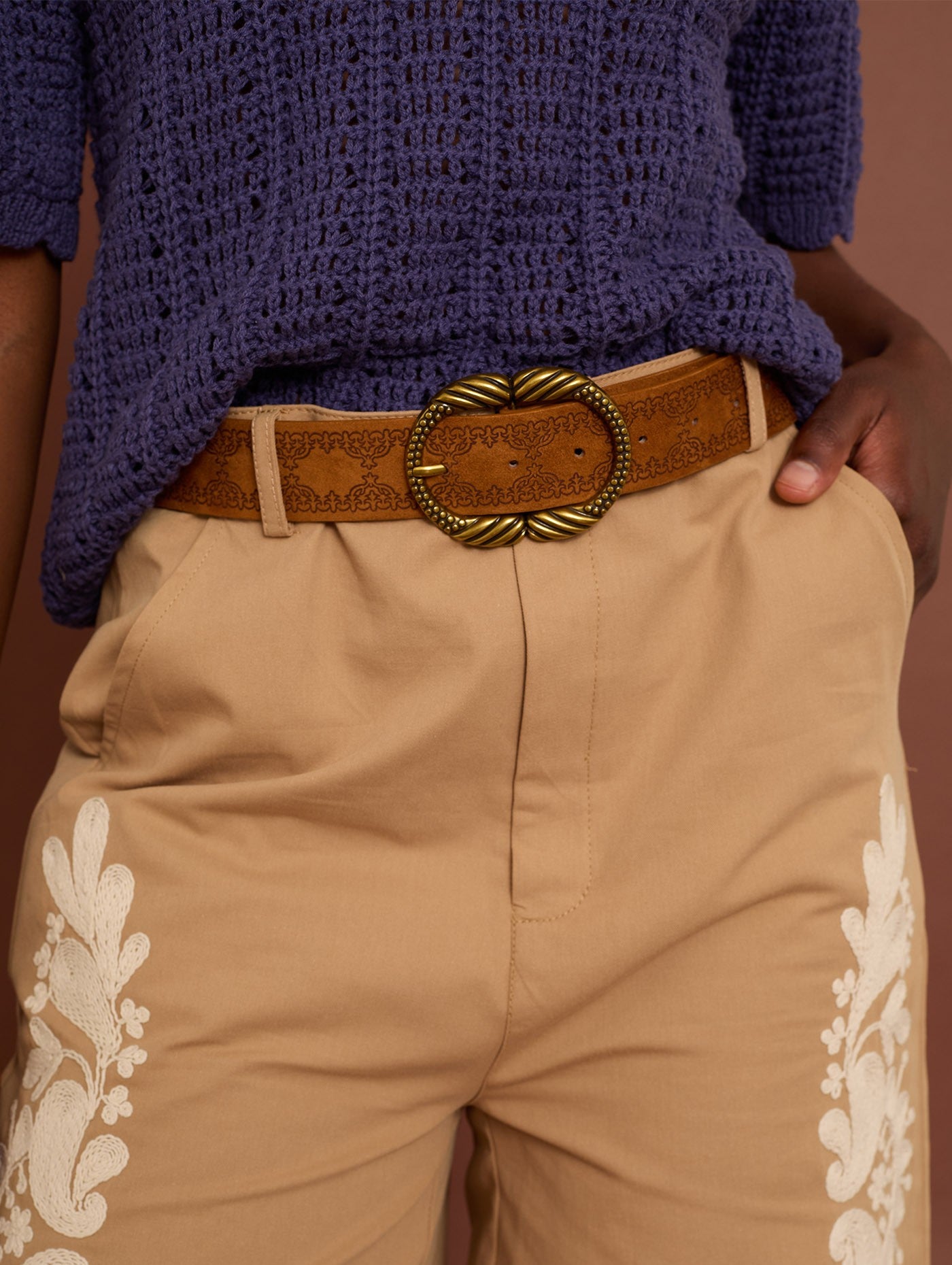 Cintura in pelle scamosciata goffrata MEISIE