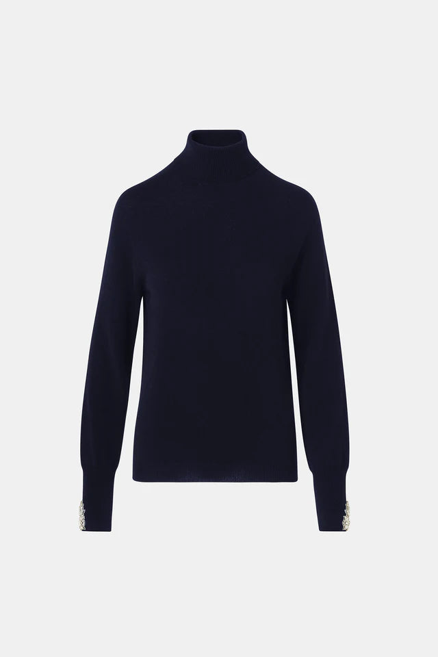 Maglia a collo alto in lana e cashmere con cristalli CHIARA BONI