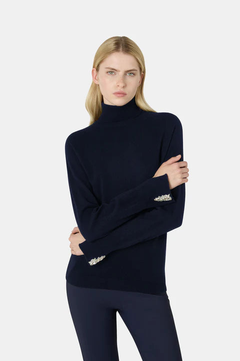 Maglia a collo alto in lana e cashmere con cristalli CHIARA BONI