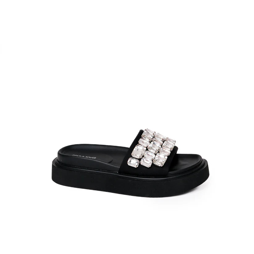 Sandali pietre strass con platform 40mm GOLD&ROUGE