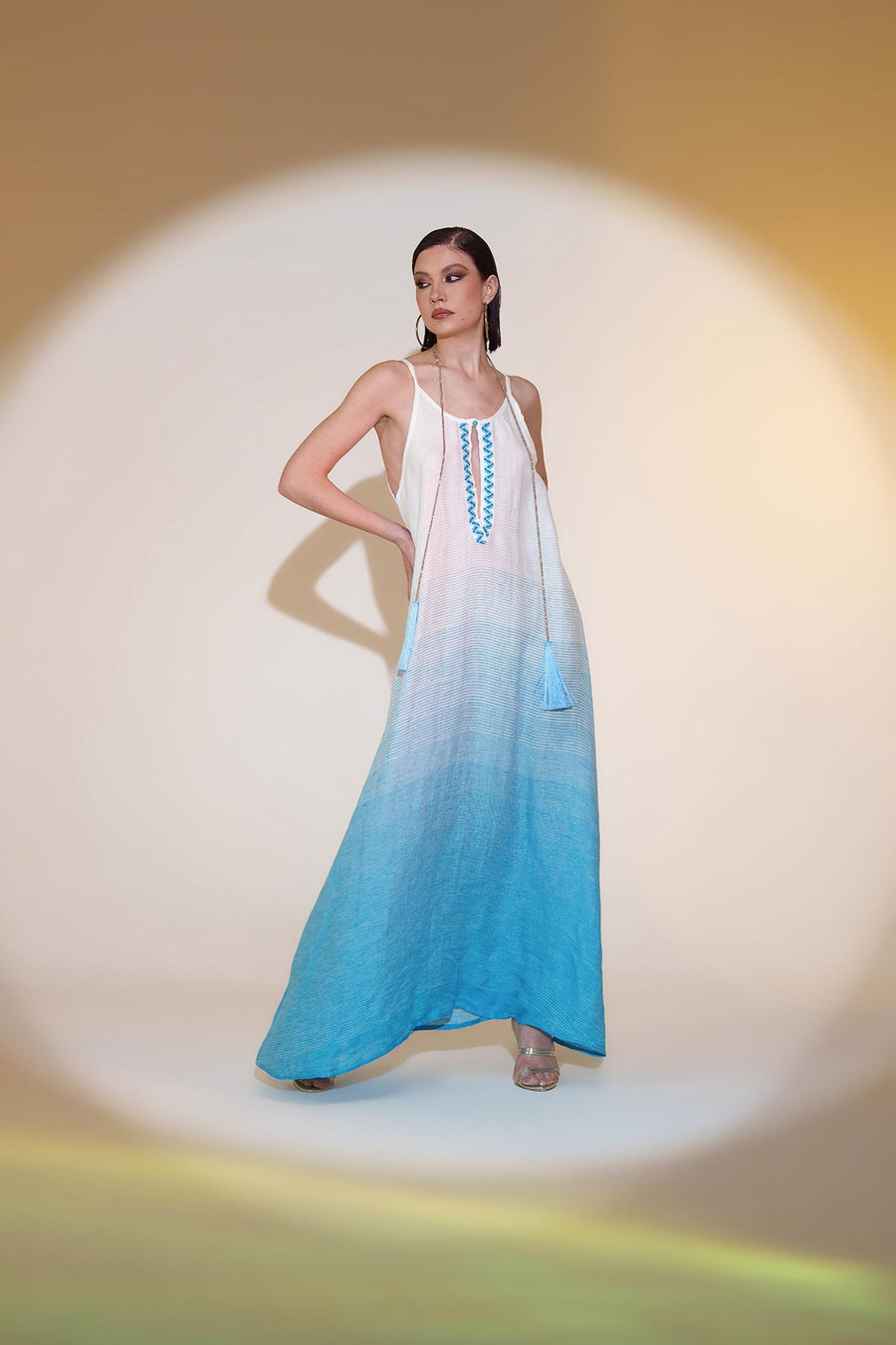 Abito lungo sfumato con filo lurex PHO