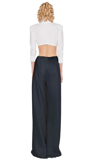 Pantaloni palazzo a vita alta in raso NORMA KAMALI