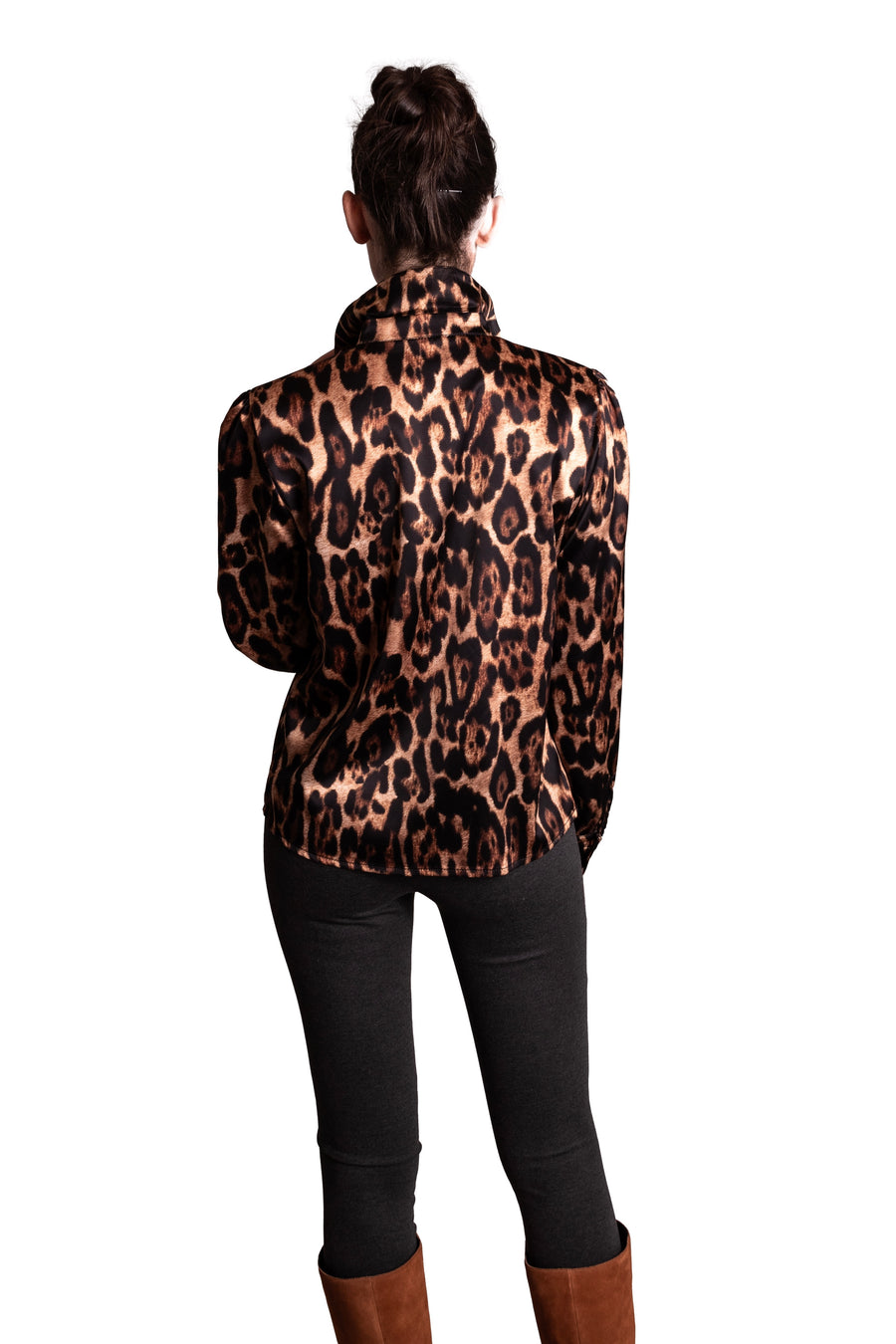 Camicia di raso stretch stampa animalier CLO'