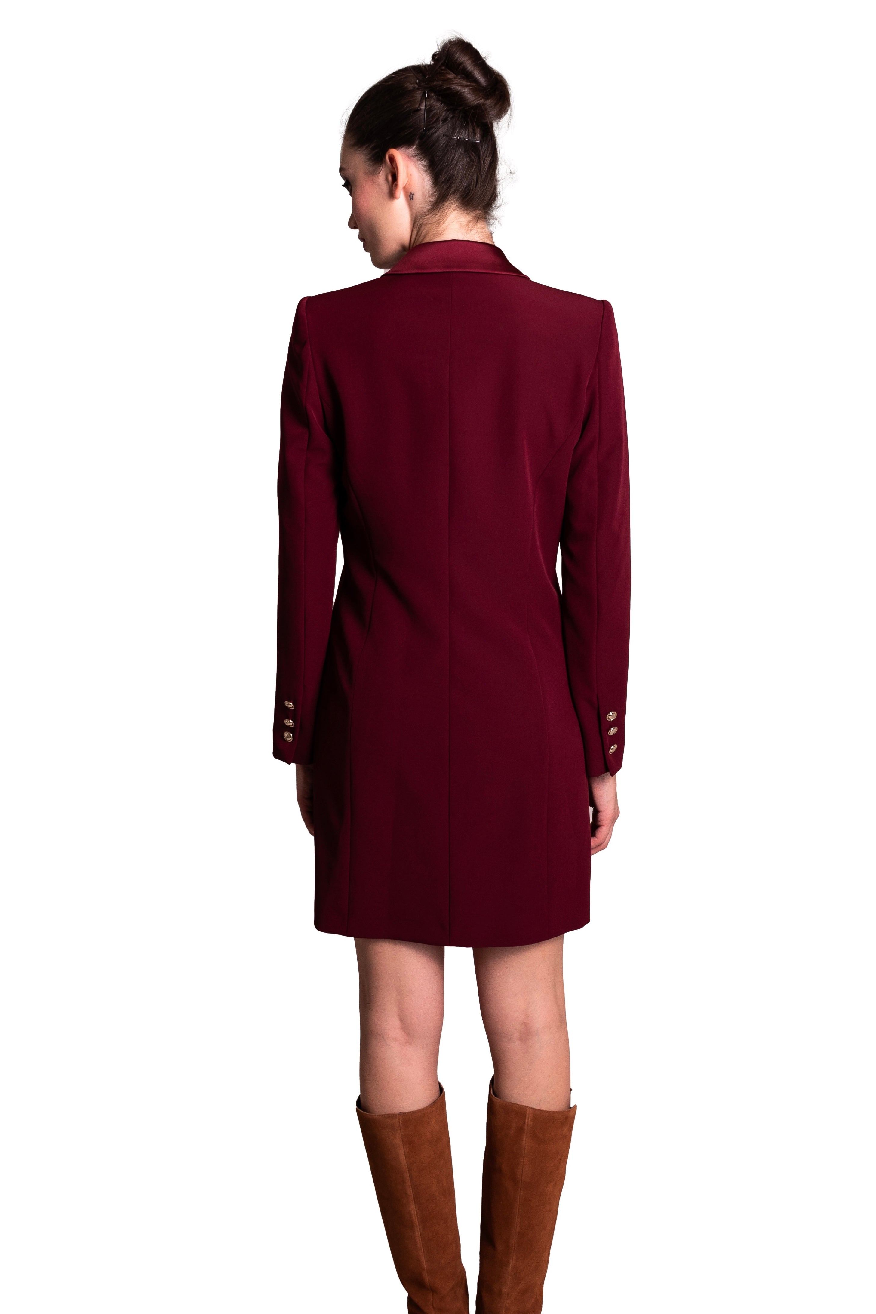 Abito robe-manteau in cady bordeaux CLO'