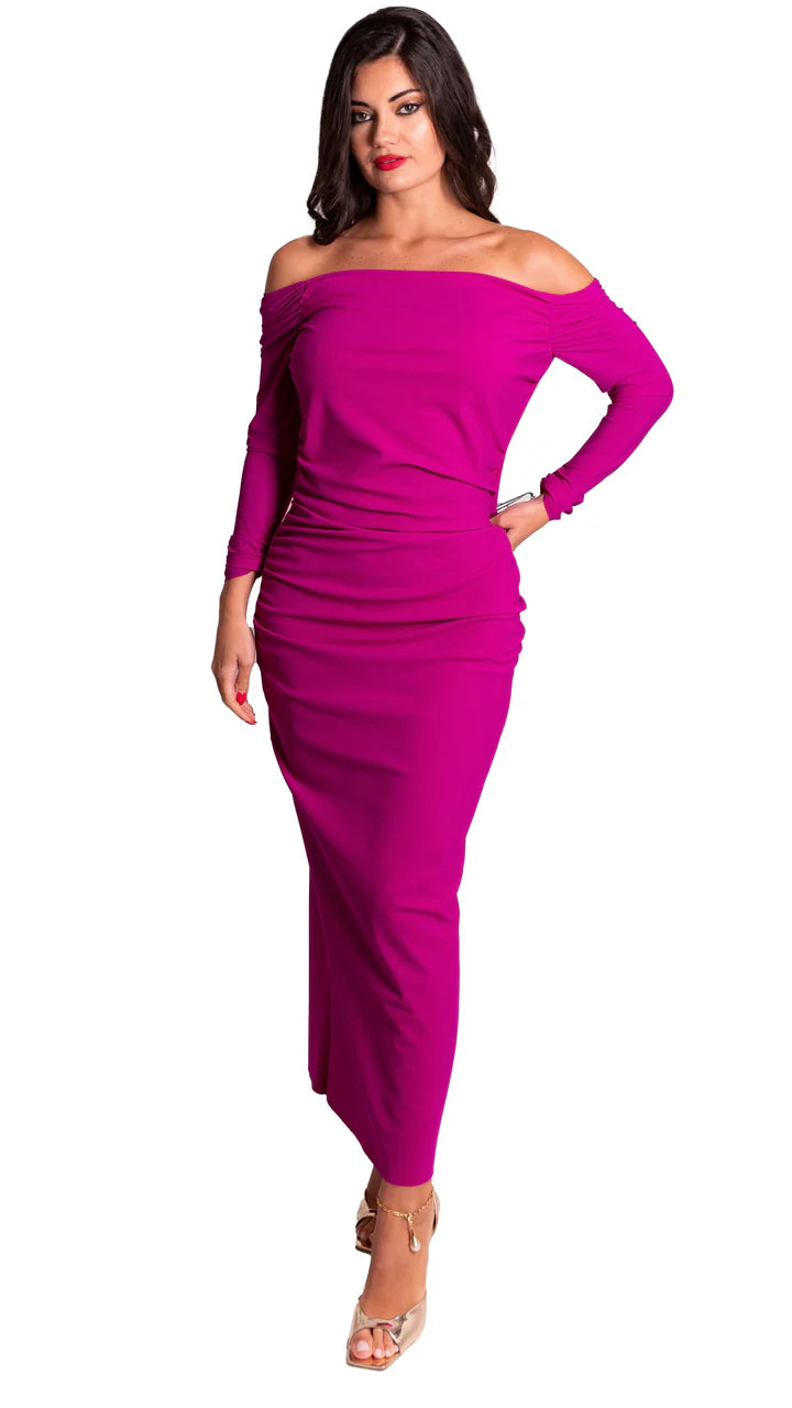 Abito Yu midi in jersey stretch con arricciatura laterale CHIARA BONI