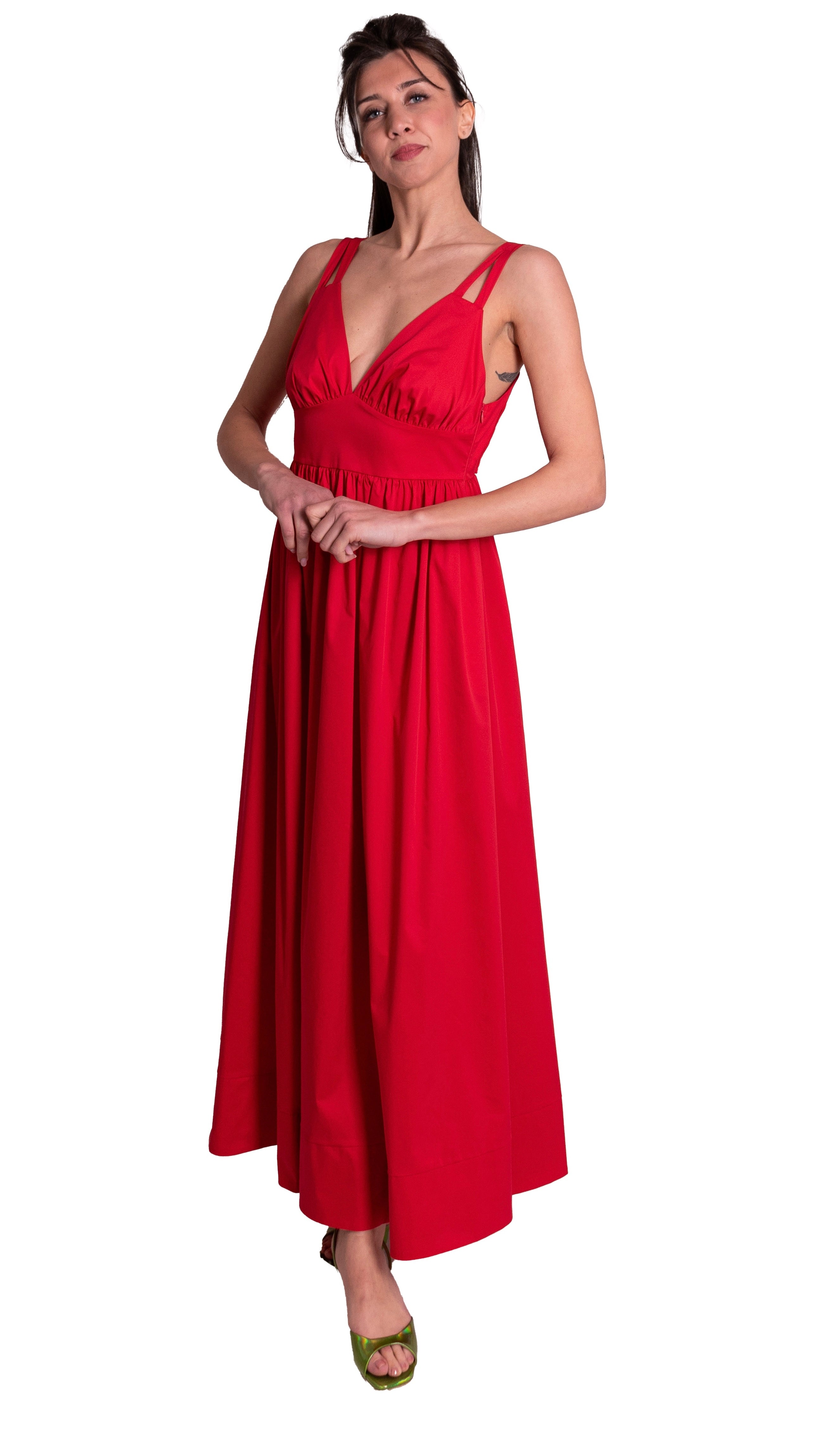 Abito Lungo di cotone stretch dettaglio Rete MADDALENA DI LORENZO