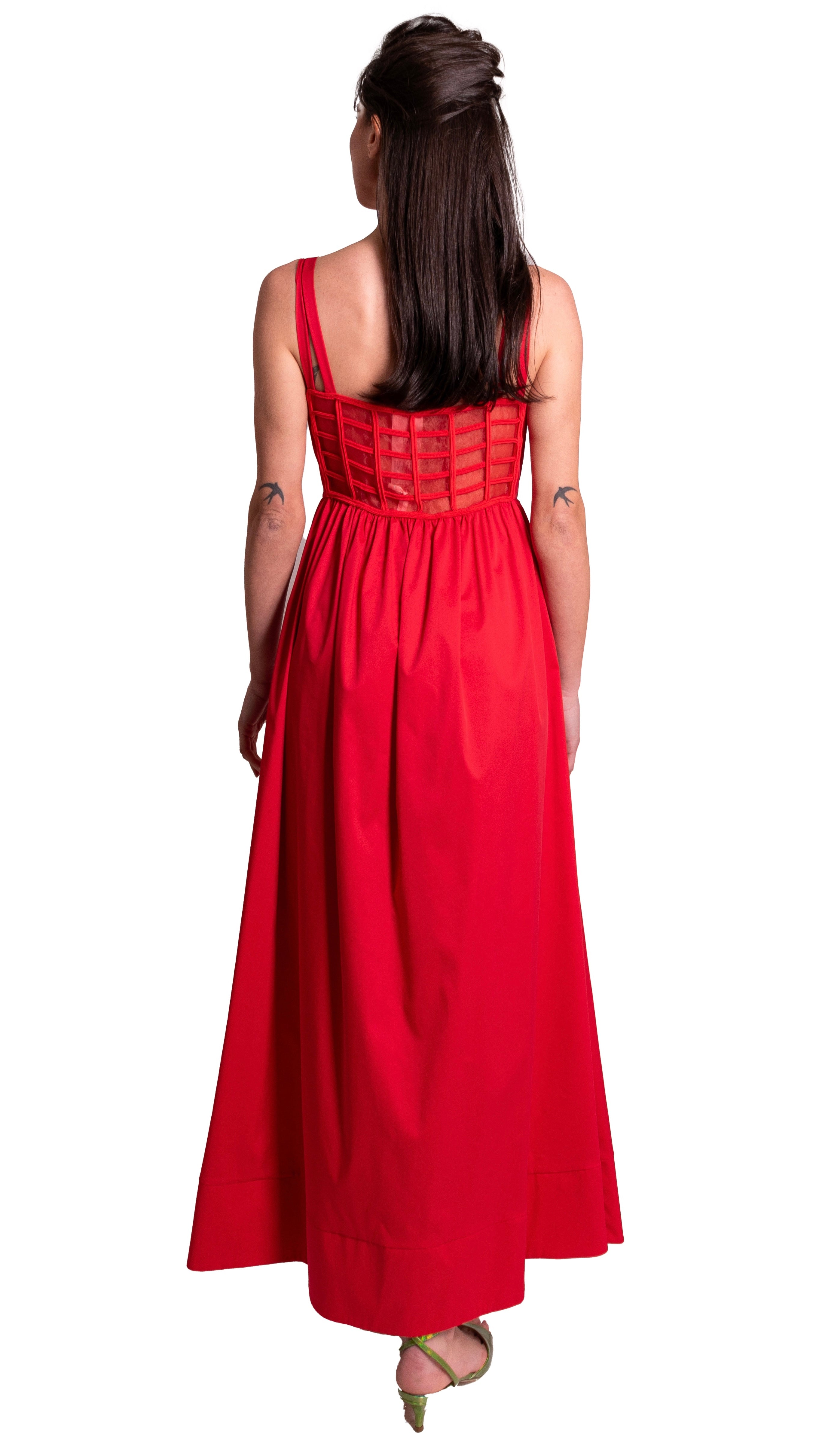 Abito Lungo di cotone stretch dettaglio Rete MADDALENA DI LORENZO