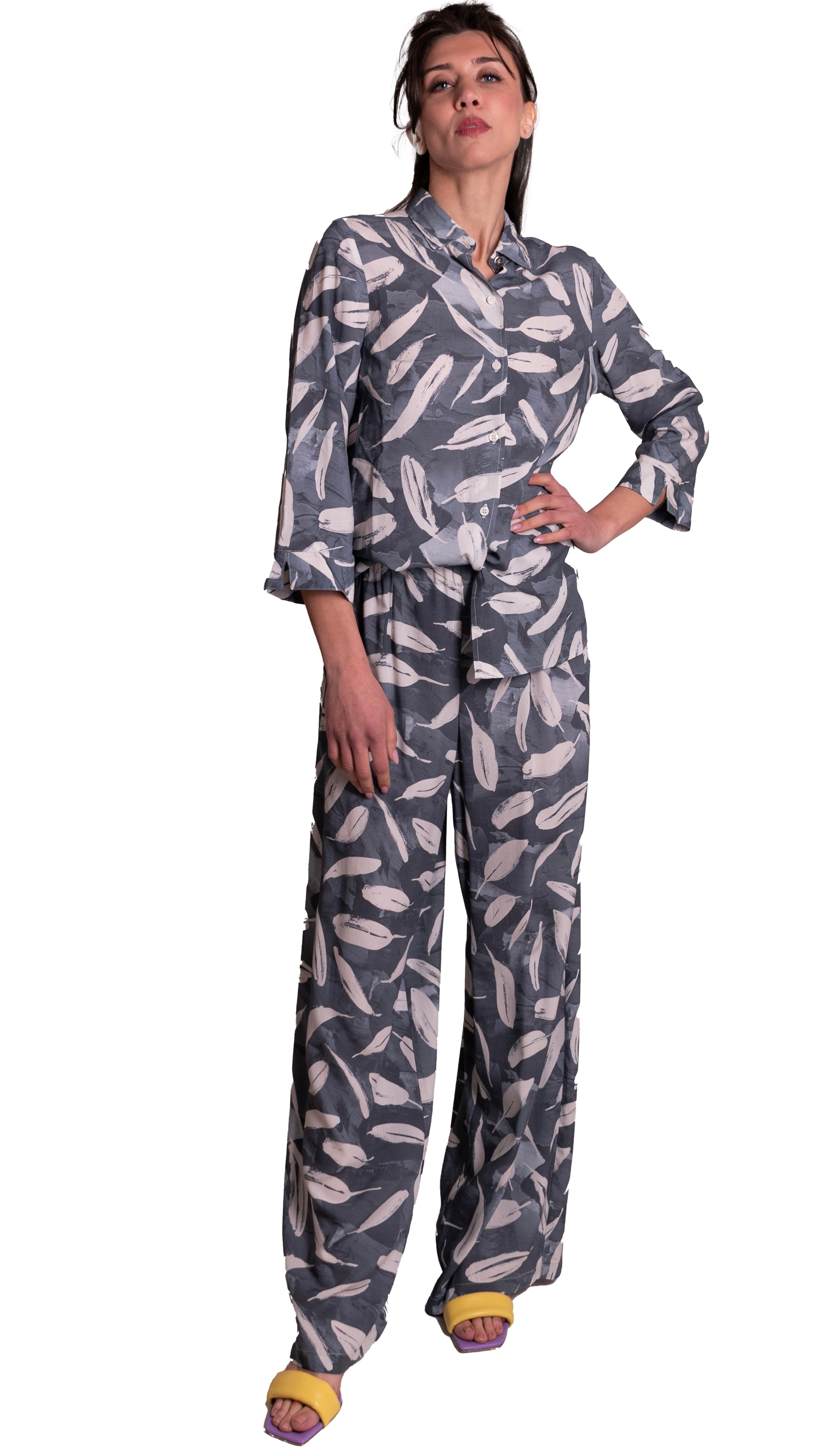 Pantalone palazzo fantasia con elastico JEANS&POLO