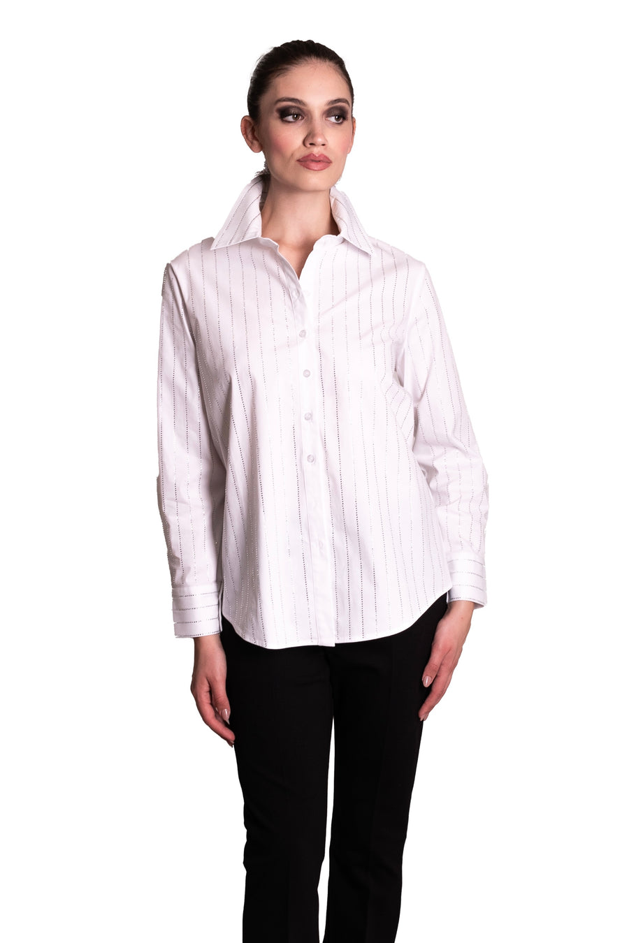 Camicia Di cotone Stretch con cristalli Z.O.E.