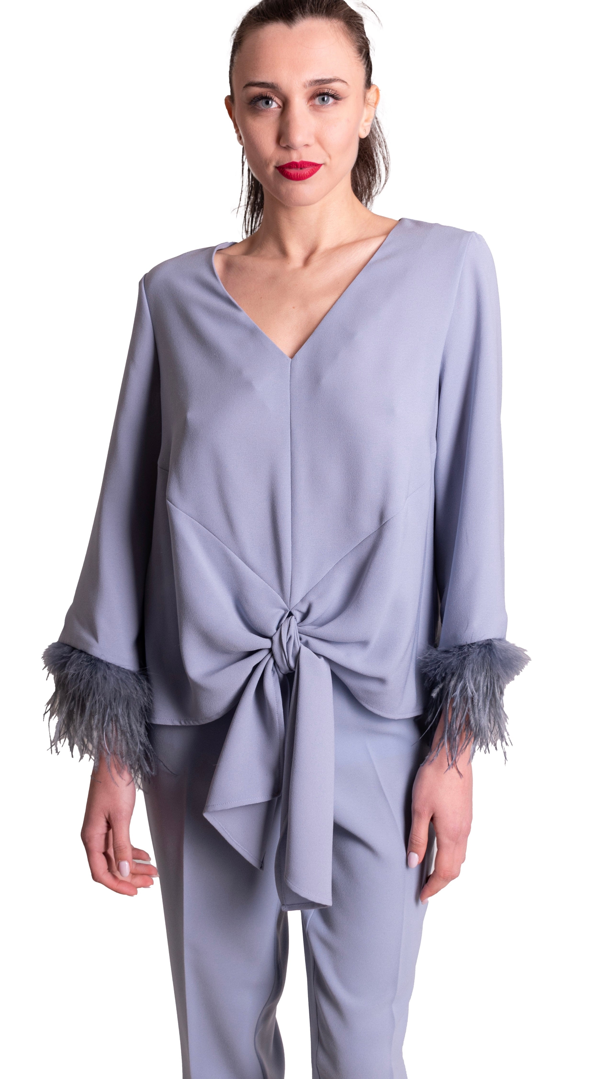 Blusa annodata dettaglio piumette ALBA CONDE