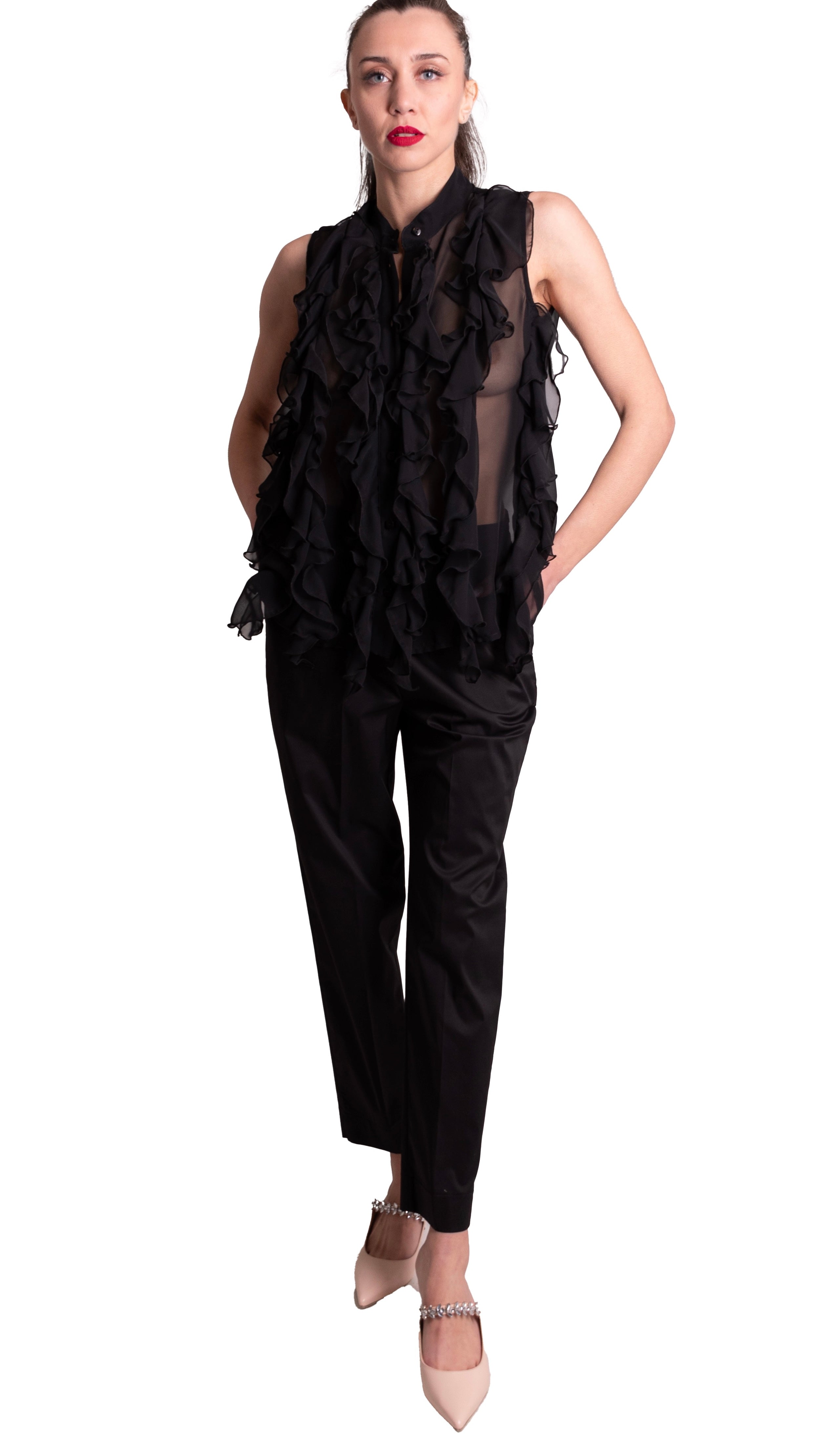 Pantaloni dritti di cotone stretch MADDALENA DI LORENZO