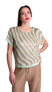 Maglia con micro paillettes stampa zebra LAFTY LIE