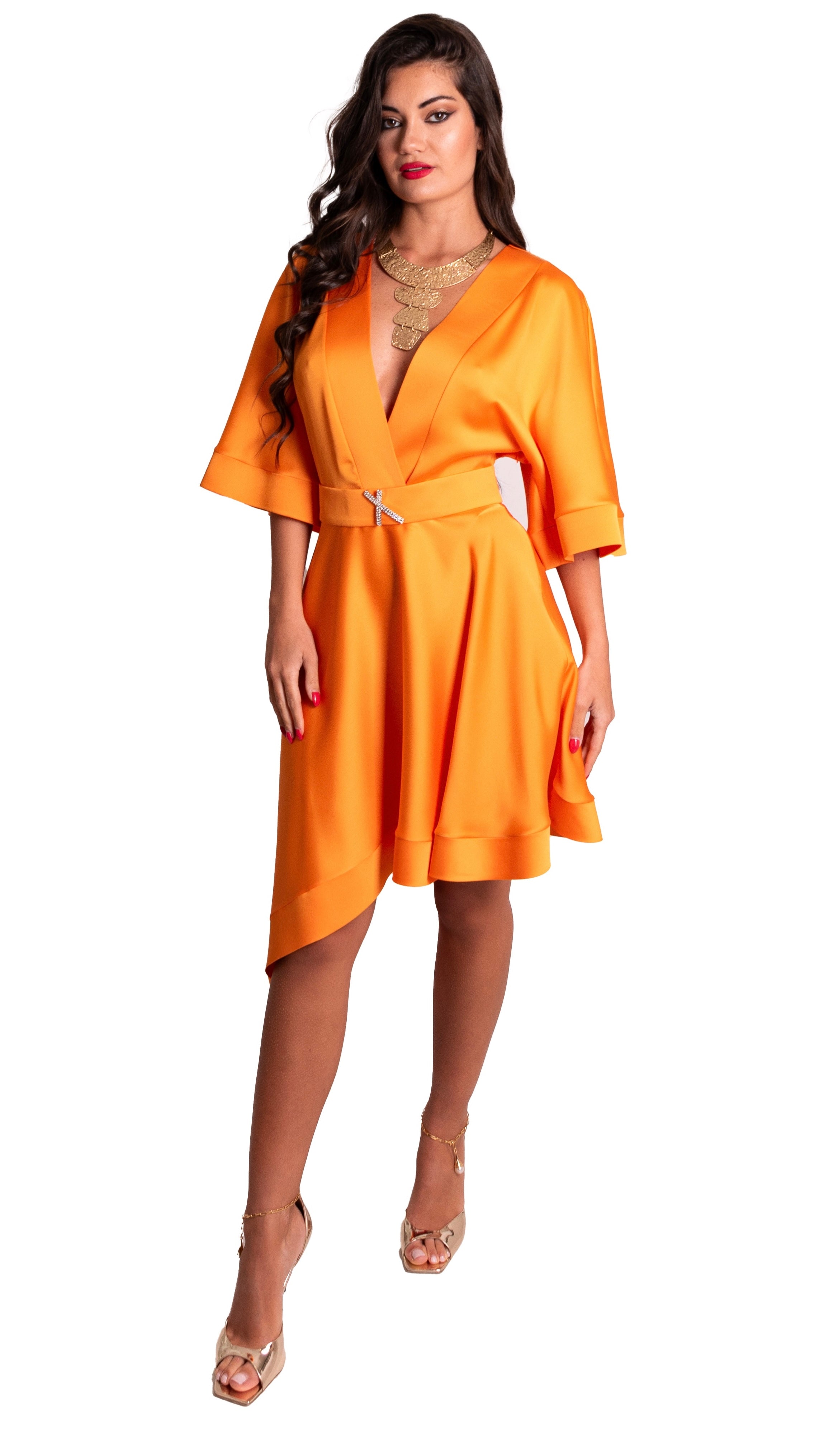 Abito di raso con orlo asimmetrico GENNY