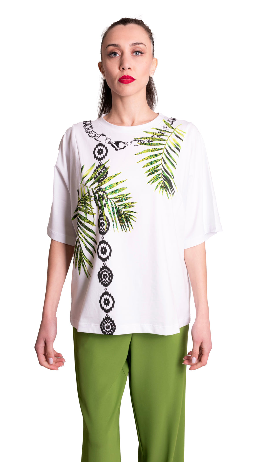 T-shirt di cotone stampa palme LAFTY LIE