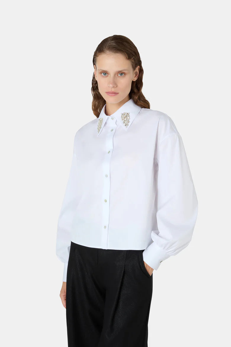 Nuova Collezione Camicia Pefil In Cotone con dettagli gioiello CHIARA BONI