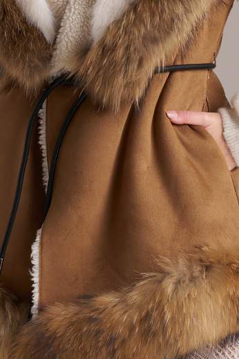 Gilet in eco montone con inserto in ecopelliccia PHO