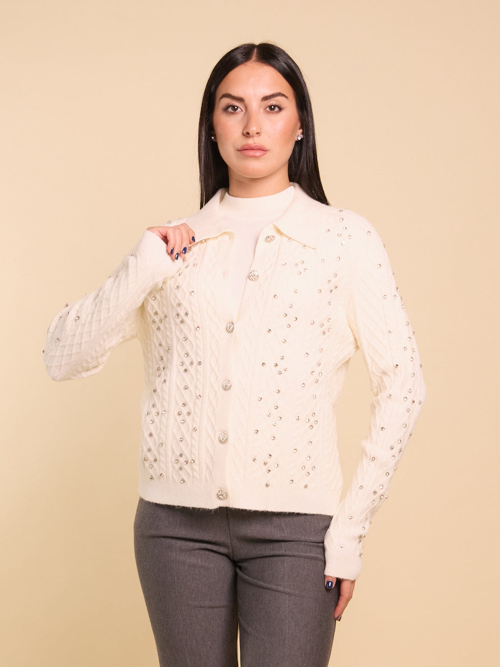 Cardigan trecce con cristalli Z.O.E.