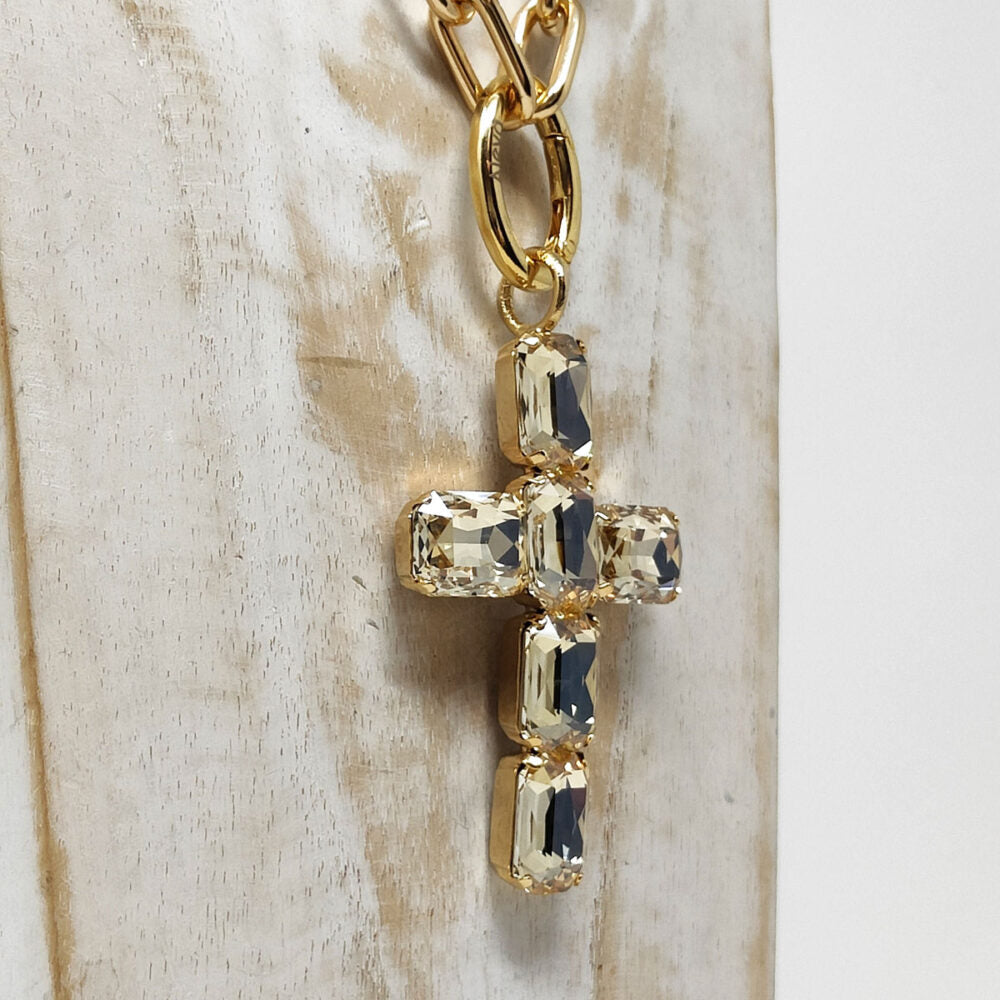 Ciondolo Croce Oro Princess champagne  ALEVA' BIJOUX