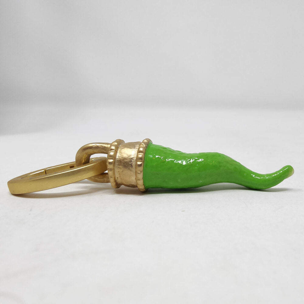 Ciondolo corno metallo vernice verde e oro ALEVA' BIJOUX