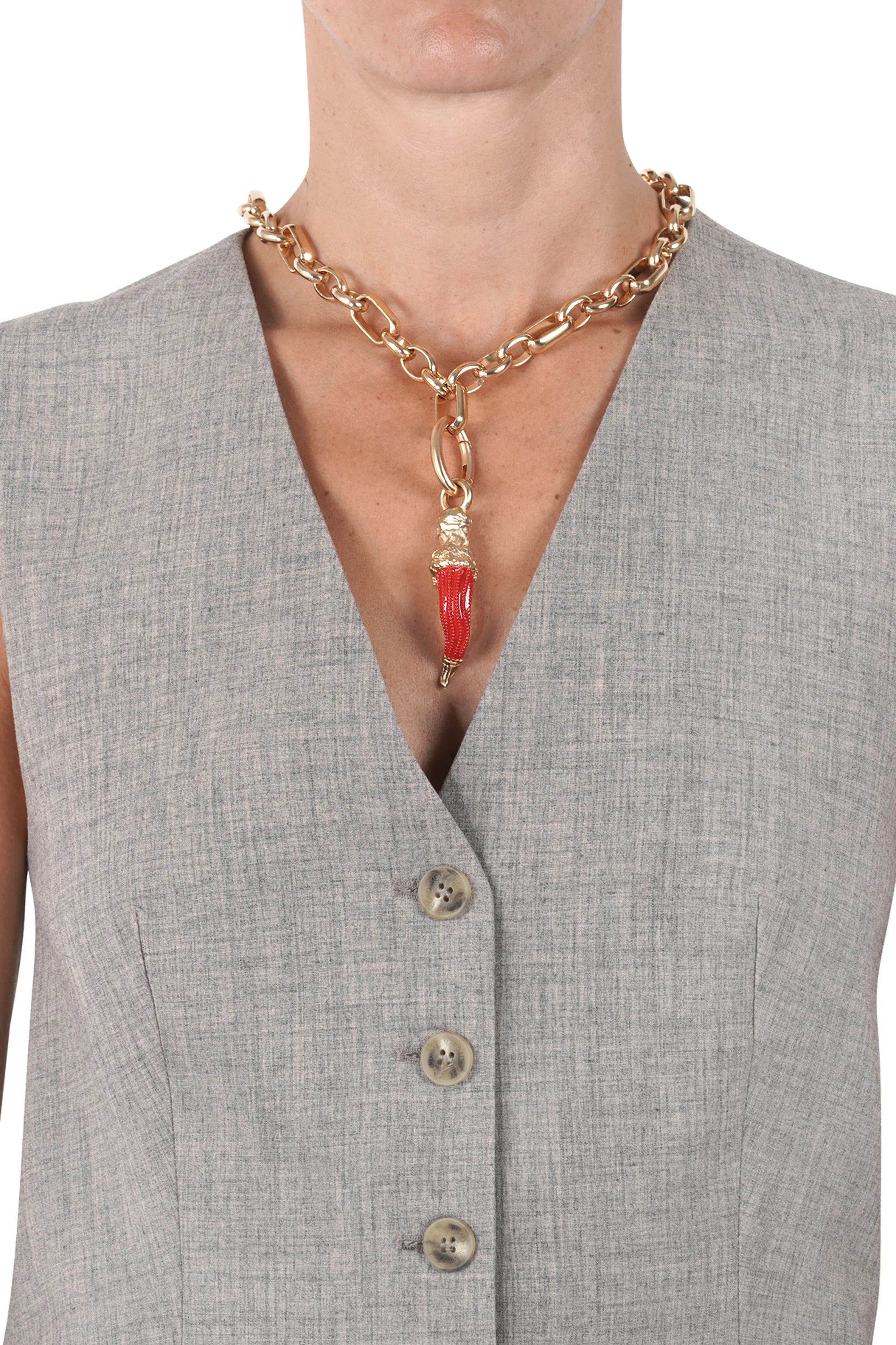 Ciondolo cornucopia Dea bendata smaltato in metallo rosso ALEVA' BIJOUX