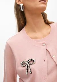 Cardigan effetto twin-set con fiocco gioiello LOLA CASADEMUNT