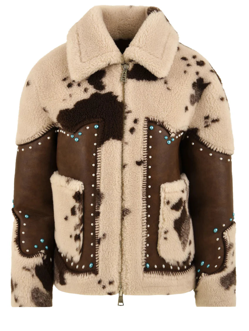 Giacca in eco montone con perline colorate GLOX