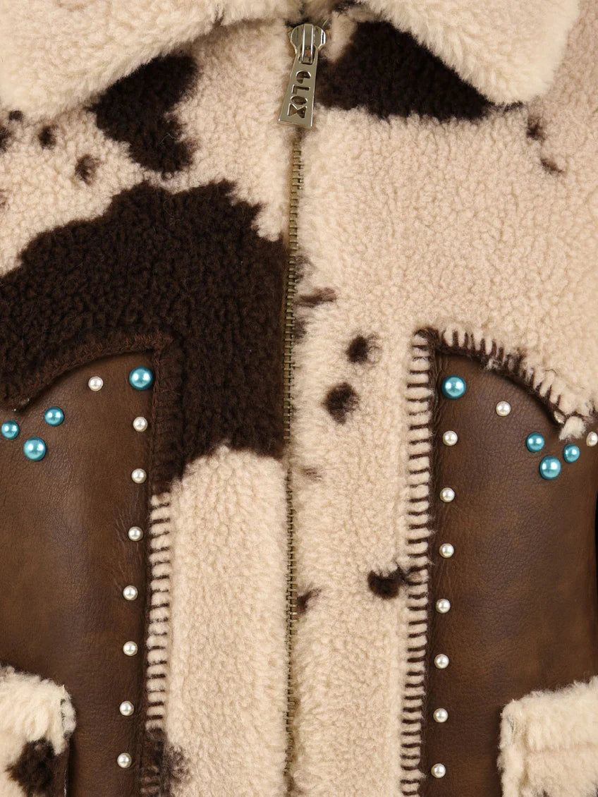 Giacca in eco montone con perline colorate GLOX